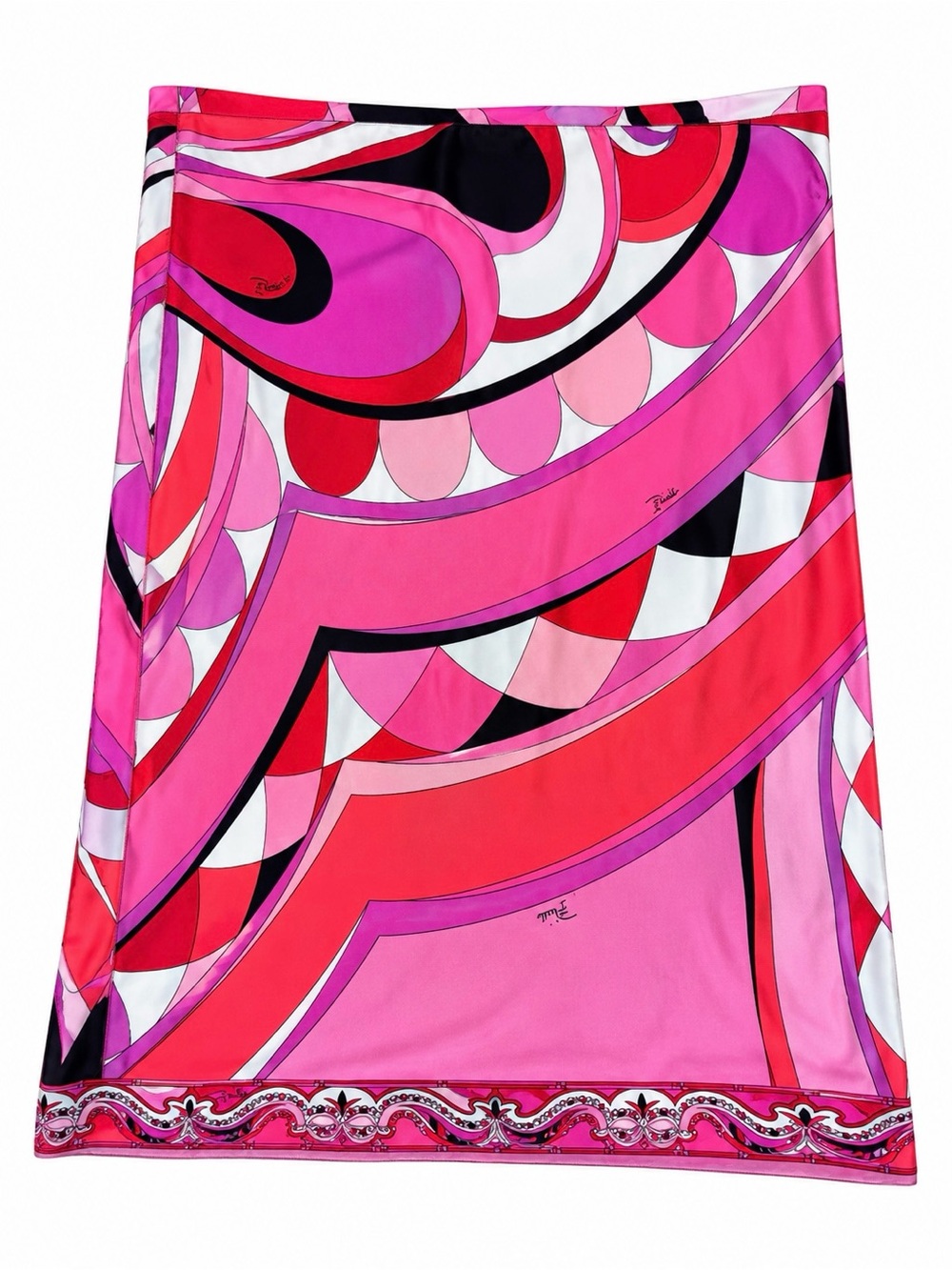 Emilio Pucci Pink Printed Silk Skirt, size 6